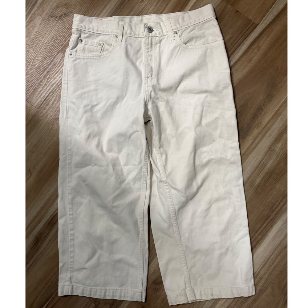 Levis 517 White High Waisted Wide Leg Cropped Jeans Womens 10 30x22 Vintage h5